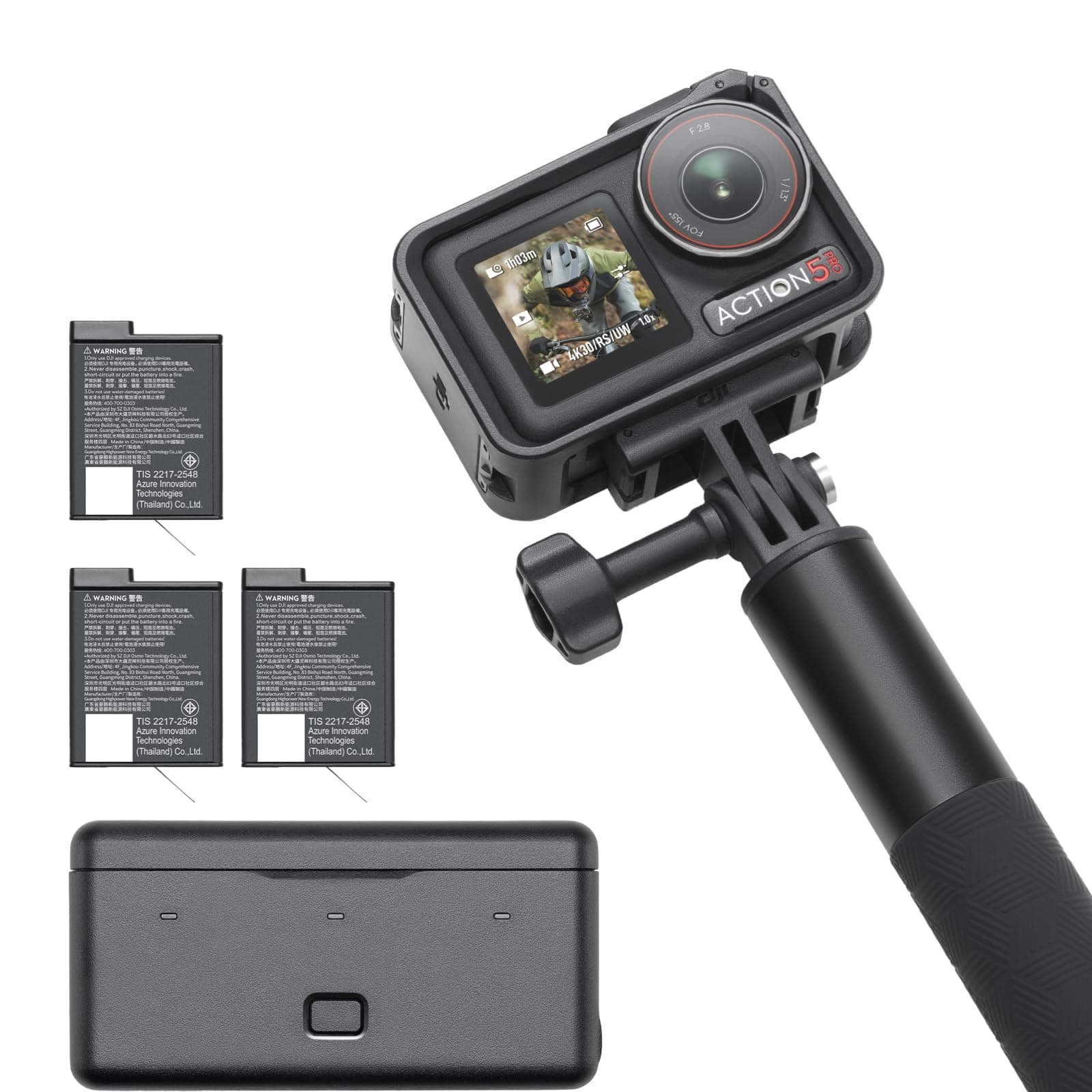 – DJI Osmo Action 5 Pro Adventure Combo, 4K Action Camera 1/1.3" Sensor, Stabilization Vlogging Camera, Dual OLED Touchscreens, Waterproof Camera for Travel, 12h Extended Battery Life With 3 Batteries