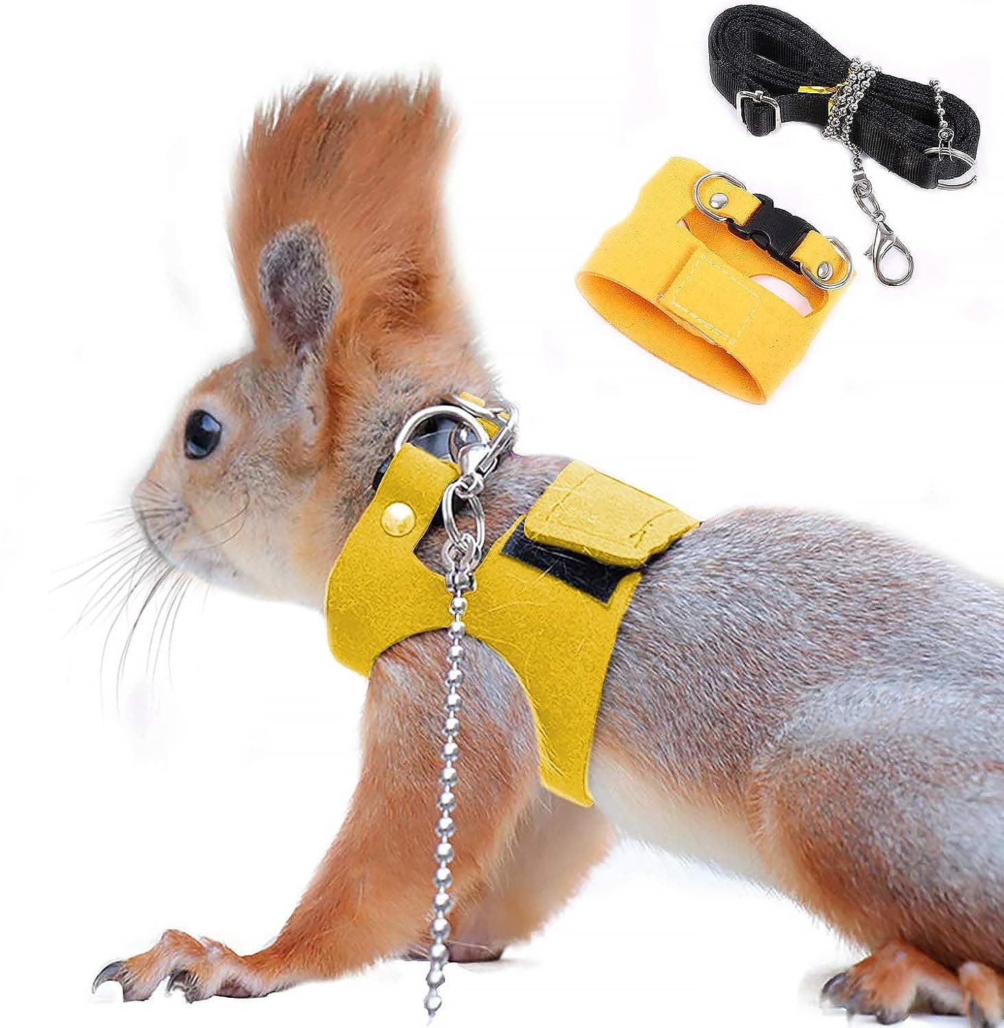 Squirrel Traction Rope Strap Anti-Biting Chain Rope, Adjustable Vest, Small Animal Walking Harness with Lead Leash, Hamster Gerbil Rat Mouse Ferret Chinchilla Small Animal Walking Leash