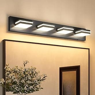 VOLISUN Modern 30-Inch 4-Light Black LED Bathroom Vanity Light Fixtures Over Mirror, 5CCT Dimmable, ETL Certificated