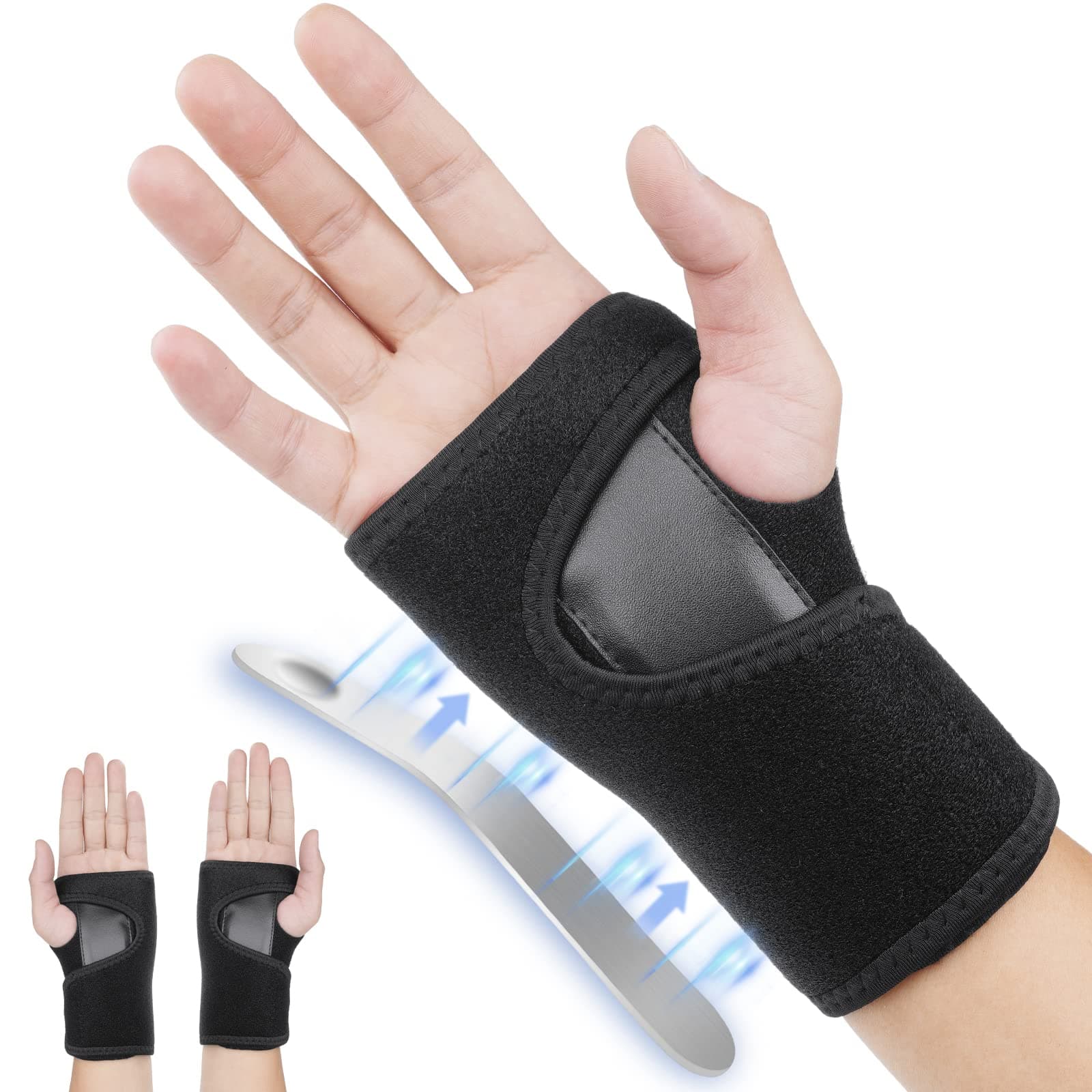 Wrist Support Splint Brace, Adjustable Wrist Strap Carpal Tunnel Compression Splint Relieves Wrist Pain, Sprains, Tendonitis and Joint Pain, Breathable Wrist Brace Provides Wrist Support (Right)