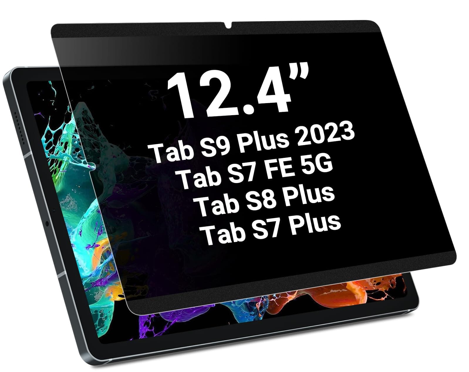 PYS® Magnetic Privacy Screen Protector for Samsung Galaxy Tab S9 Plus 2023/Tab S9 FE+ Plus/S7 FE 5G / S8 Plus/ S7 Plus 12.4 Inch/Removable Screen Protector,Anti-Glare,Anti-Spy,Bubble Free,[Easy On]
