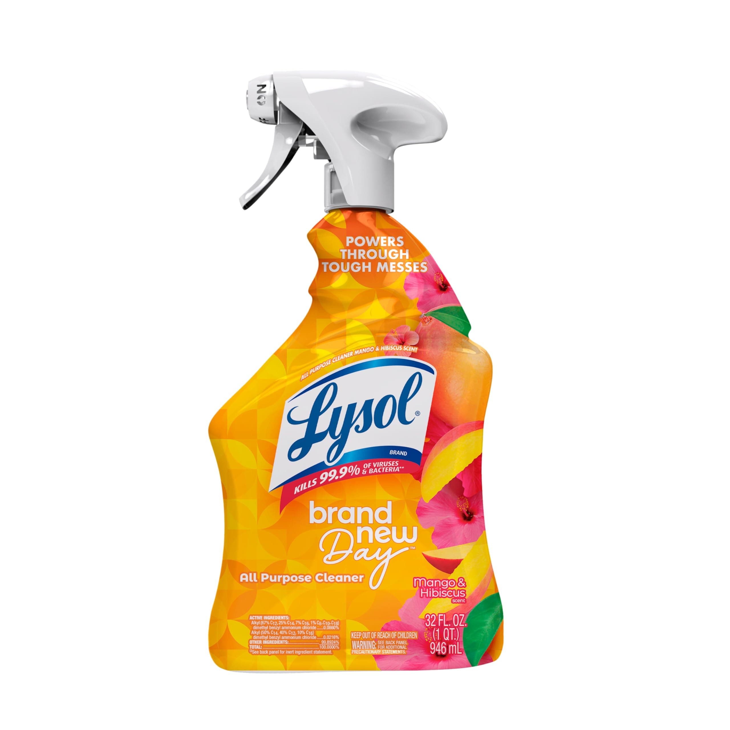 All Purpose Cleaner Spray, Multi-Purpose Disinfecting Spray, Kitchen & Bathroom Cleaner, Mango & Hibiscus Scent, 32 Fl Oz