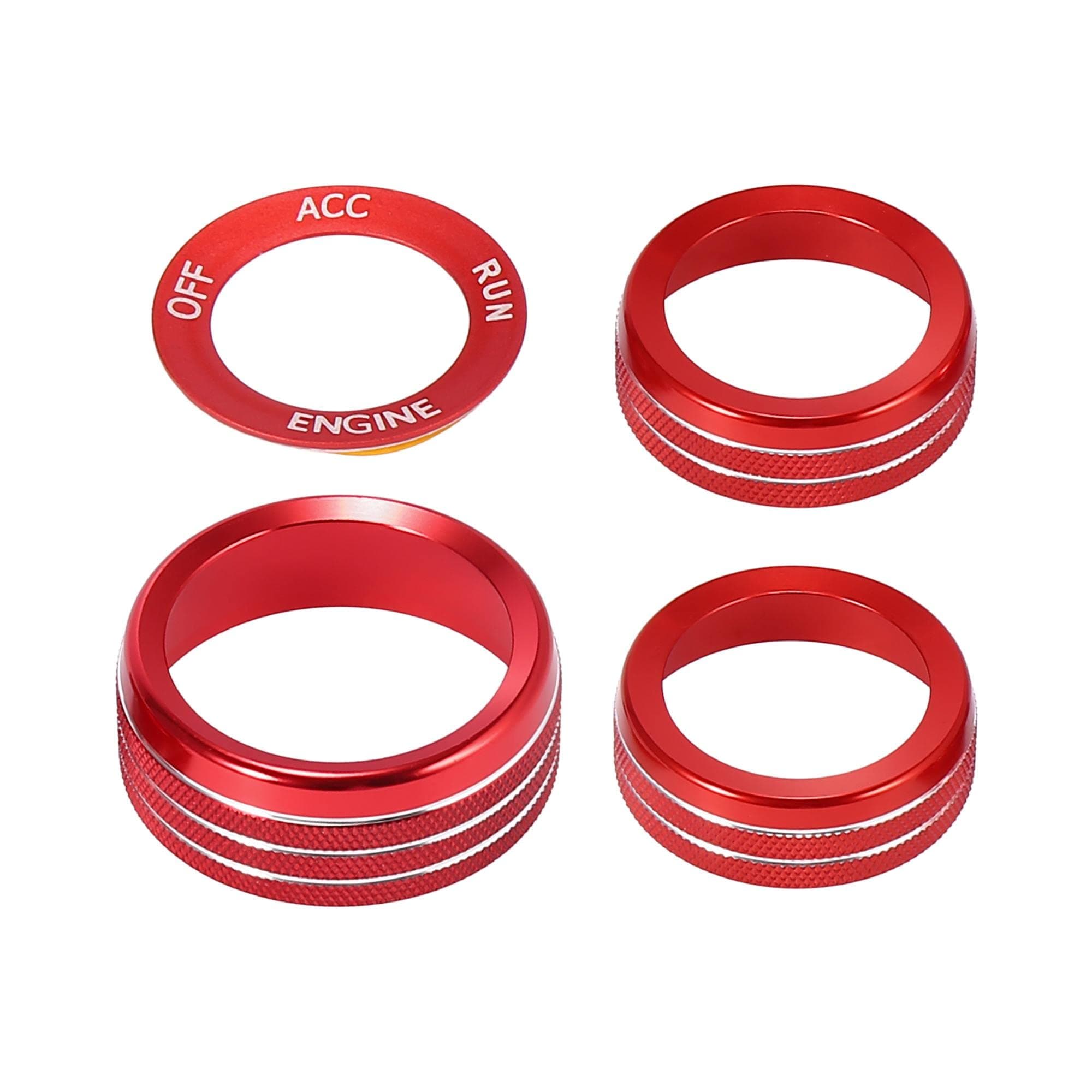 X AUTOHAUXAir Conditioner Knob Ring Covers Engine Start Button Cover Set Fit for Dodge Challenger Charger Durango 2015-2020 for Chrysler 300/300s 15-20 Red