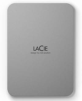 LaCie Mobile Drive Moon 4TB, External Hard Drive Portable, USB-C, PC Mac iPad & iPhone, with Adobe Creative Cloud (STLP4000400)