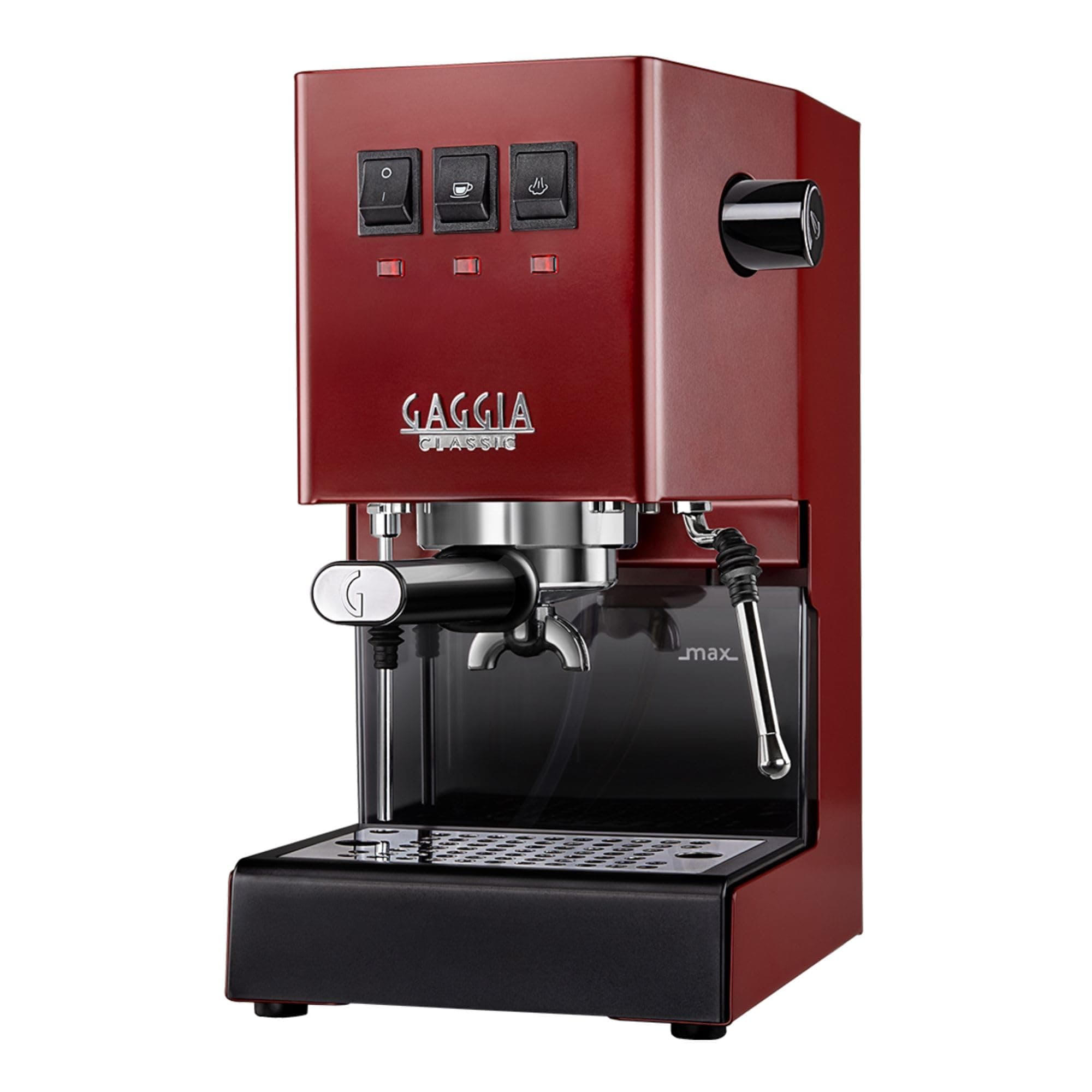 Gaggia Classic E24 Evo Pro Manual Espresso Coffee Machine Maker with Brass Boiler & Solenoid Valve - Cherry Red