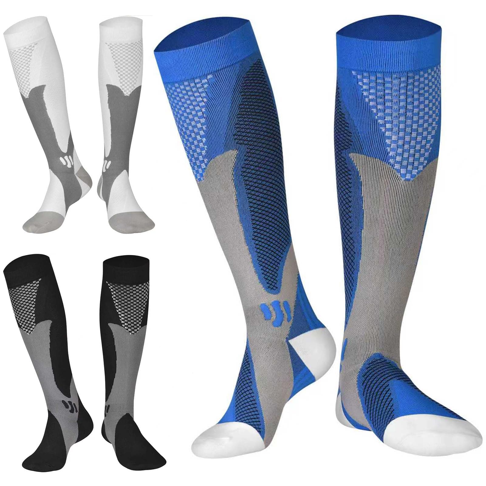 Compression Socks (3 Pairs) for Men Circulation 20-30 mmhg Medical Compression Stockings Women Nursing