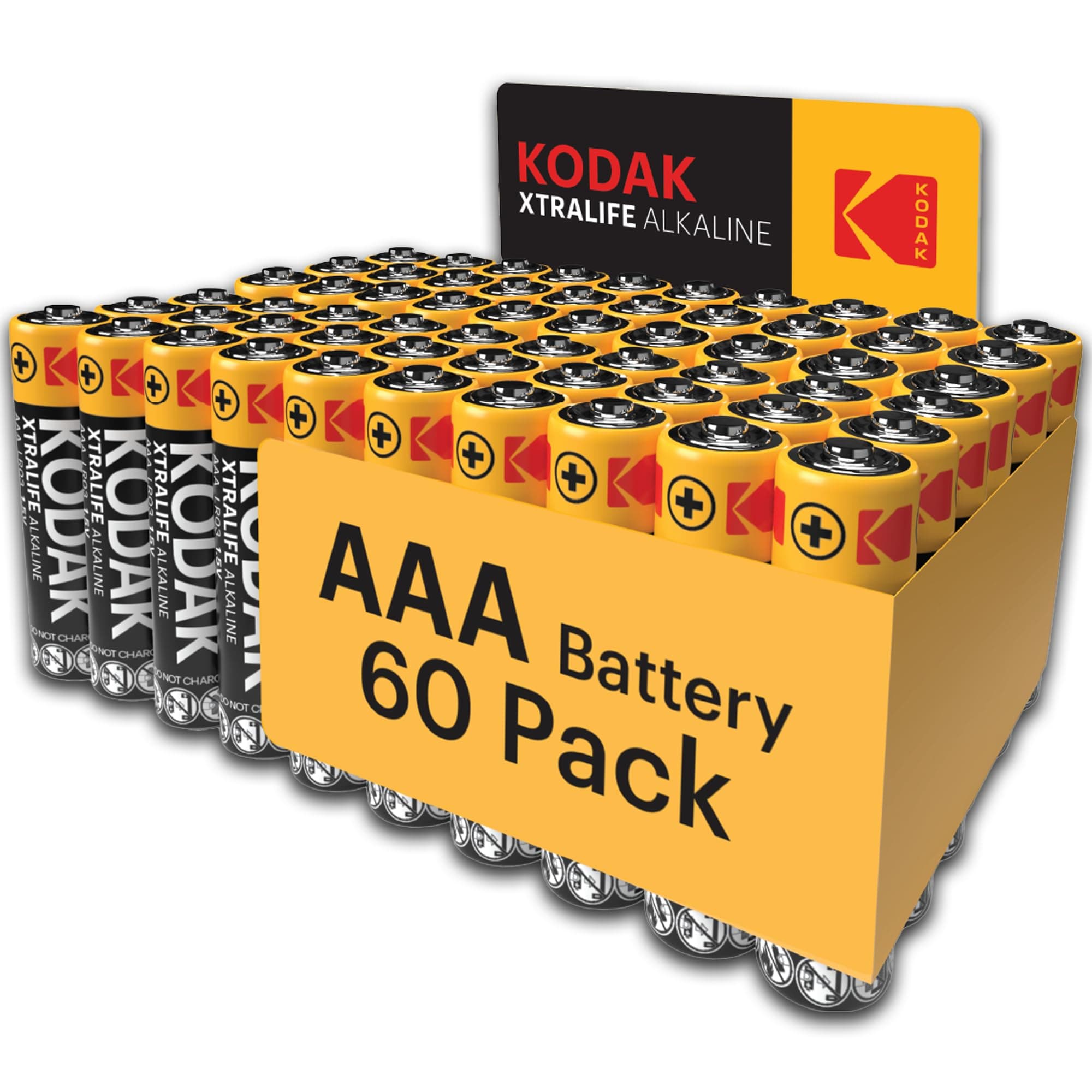 Xtralife 60-Pack AAA Batteries, Triple A Battery Pack, LR03 Alkaline 1.5V, 10-Year Shelf Life, Ideal for High-Drain Devices, 6x More Power, Plastic Free Cardboard Outer Carton