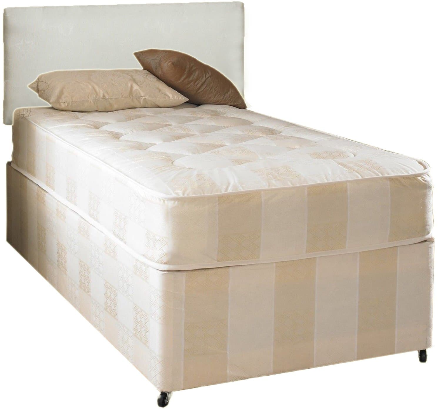 Just Beds Deep Quilt Divan Bed With Slider Storage Including Deep Quilt Mattress And Faux Leather Headboard (Available in 2'6 Small Single - 3'0 Single) (3x6'3 Single)
