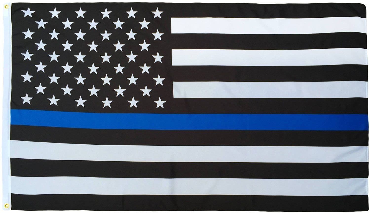 Thin Blue Line Flag (3 By 5 Foot) - With Embroidered Stars and Sewn Stripes - Black White and Blue American Police Flag Honoring Law Enforcement Officers