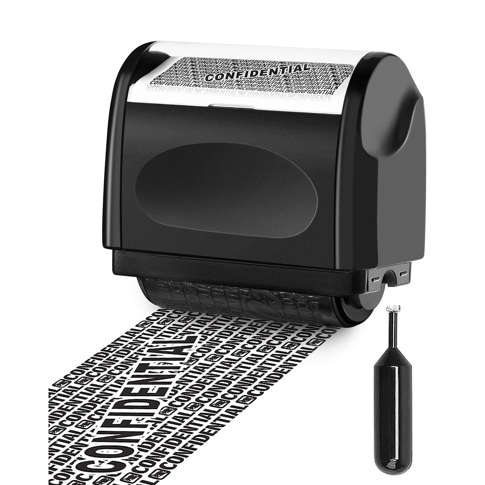 Identity Theft Protection Roller Stamp, 1 Refill Ink - Confidential Roller Stamp for Identity Protection & Security Stamps- Blocking Out Privacy Information and Guard Your Address and ID