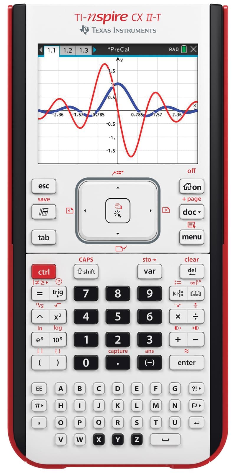 Texas Instruments TI-Nspire CX II-T | digital calculator, E/D/I/NL/P/F, battery, USB, Software, white