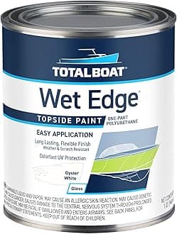TotalBoat Wet Edge Topside Marine Paint Premium Polyurethane Coating for Boats, RVs, Exterior Trim, Fiberglass, Metal, and Wood (Oyster White, Quart)
