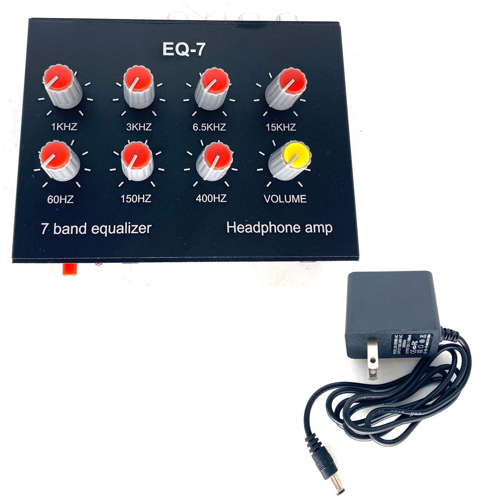 EQ-7 Audio Signal Headset Amplifier 7-Band EQ Equalizer 2 Channel Digital Sound Equalizer +12V Power Adapter