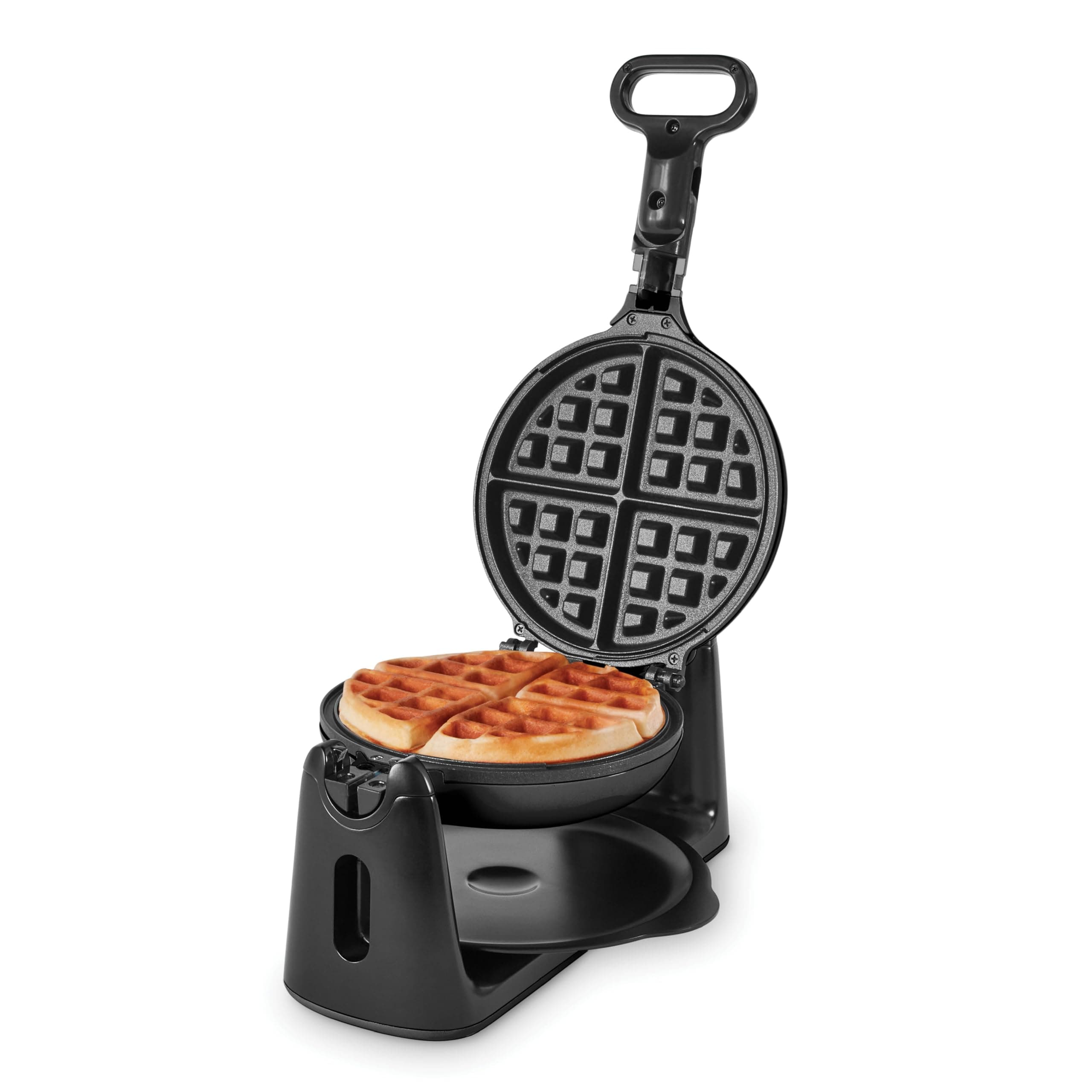 Flip Belgian Waffle Maker - 6.5" Nonstick Surface - Rotating Belgian Waffle Maker with Quick Heat-Up System for Easy Breakfasts - Supports Multi-Use - Black