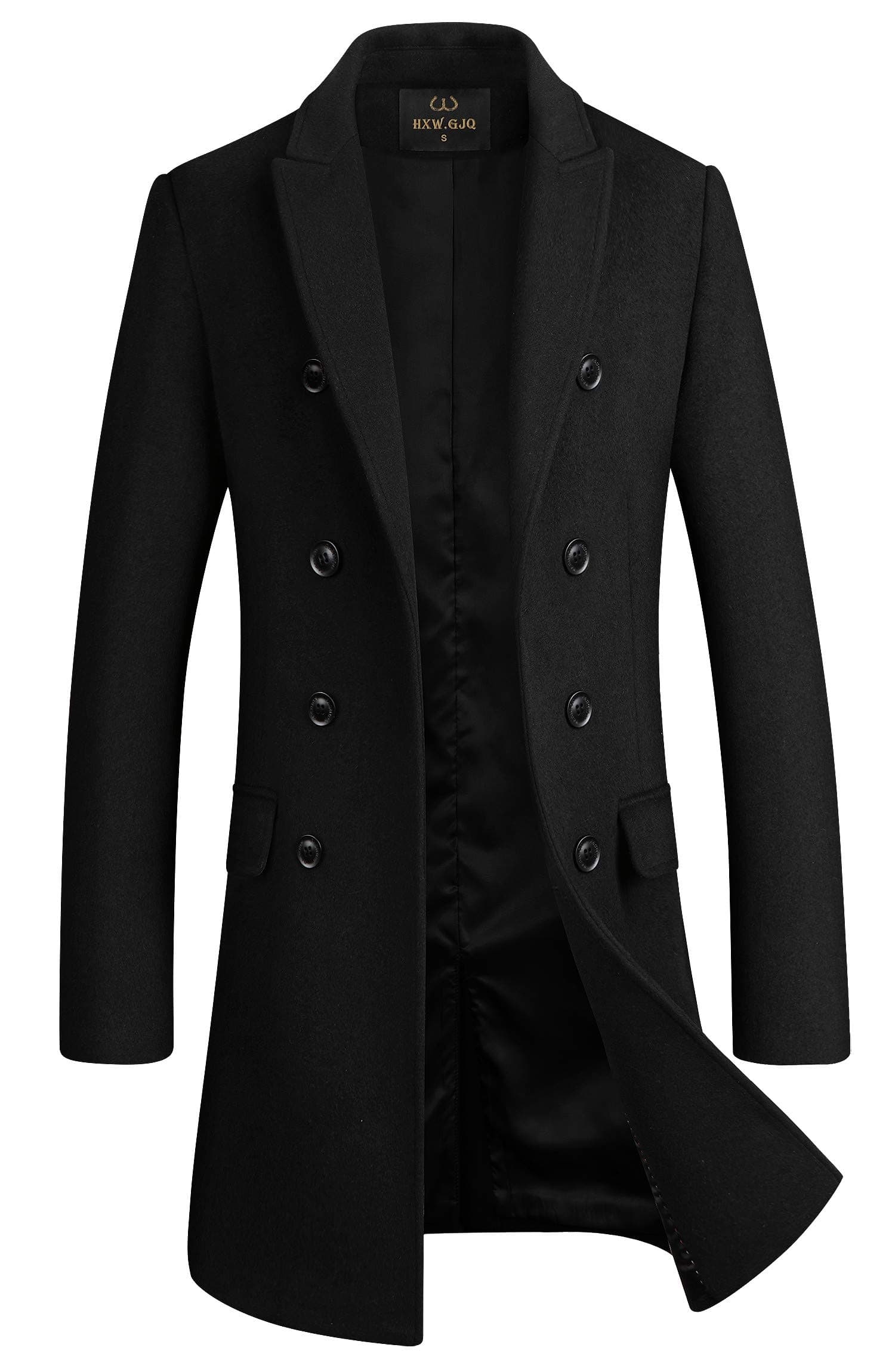 Men's Premium Wool Blend Double Breasted Long Pea Coat