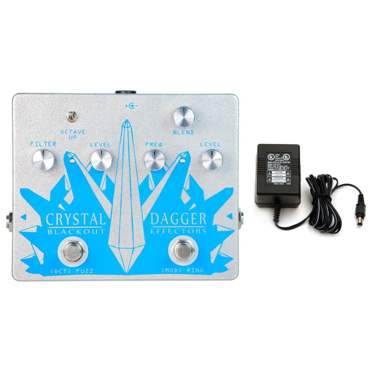 Blackout Effectors Crystal Dagger fuzz/ring-mod/phase Pedal w/Power Supply