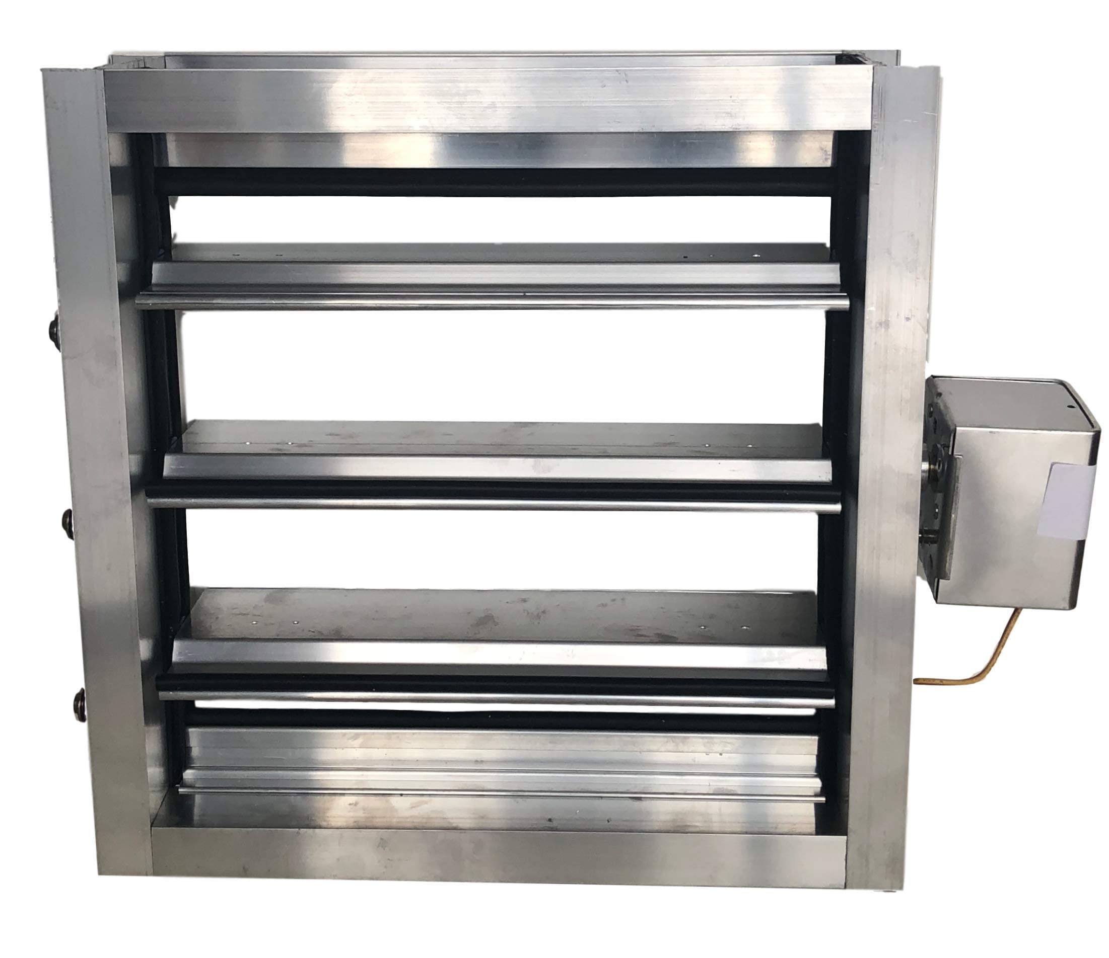 12x12 I.D (14"x14" OD) Rectangular Aluminum Motorized Damper/24 Vac, Normally Open (Power Close/Spring Open)