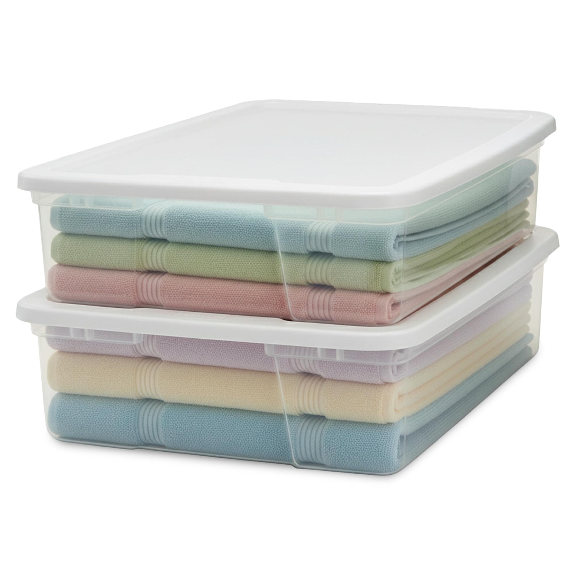 HOMZ 28 Quart Snaplock Plastic Storage Tote Container Bin with Secure Lid and Handles for Home and Office Organization, Clear (2 Pack)