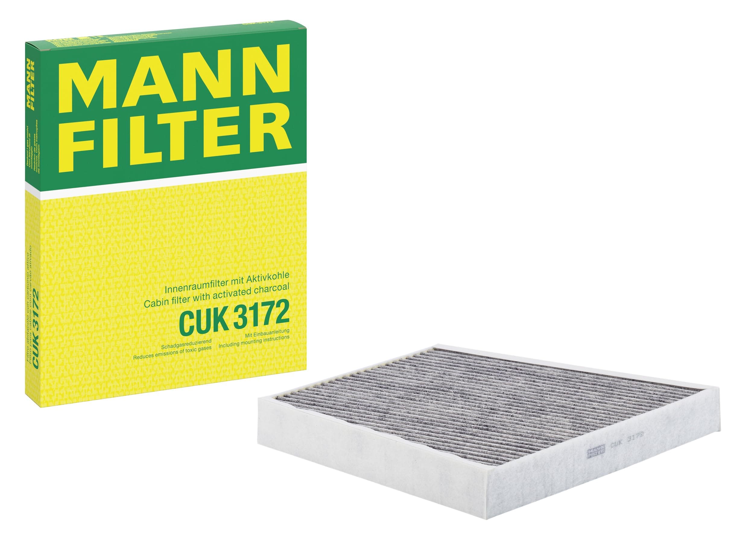 MANN-FILTER CUK 3172 Cabin Air Filter - Pollen Filter with Activated Carbon - for Cars + Transporters