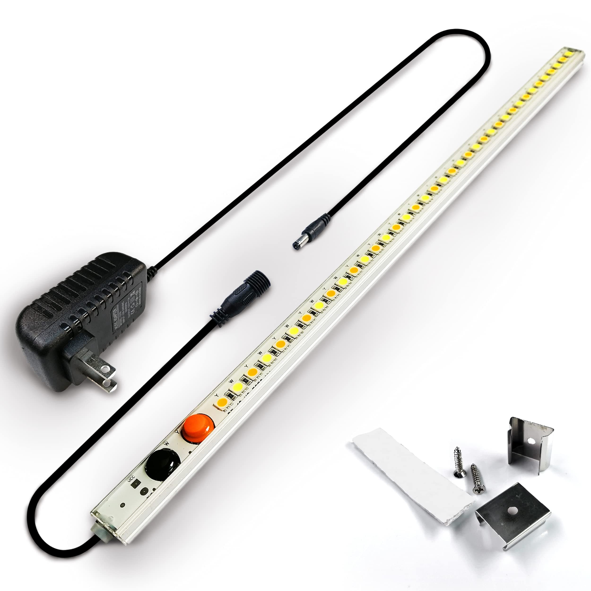 ALIDE Kitchen Under Cabinet Led Light Bar Warm 3000K Cool Daylight White 6000K,Plug in Under Counter Lighting 24inch,Waterproof Closet Wall Workbench Shelf Light with 12V Adapter and Switch