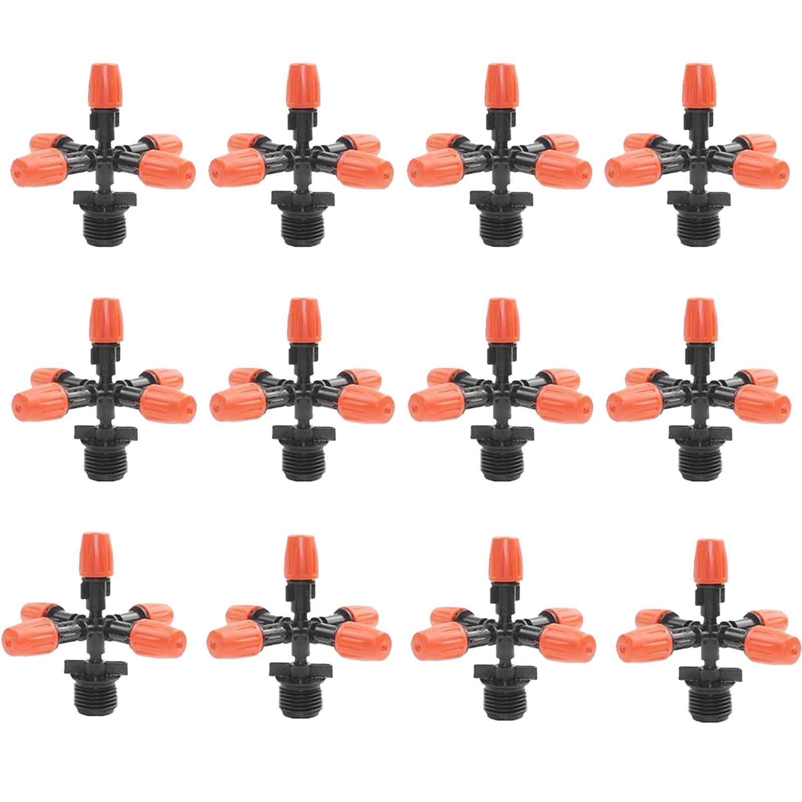 5-Head Misting Spray Nozzle, 12Pcs Micro Irrigation System Fog Mist Cooling Nozzle, 360 Rotating Adjustable Spray Mist Nozzle, for Patio Misting, Outdoor Cooling System Garden Water Mister