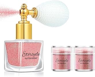 Pink Body Glitter Spray, Shimmering Spray Powder Sparkle Powder, Cosmetic Shimmer Makeup Glitter for Hair and Body Face Clothes Nail Art Craft Design Easter Christmas Halloween Crafts