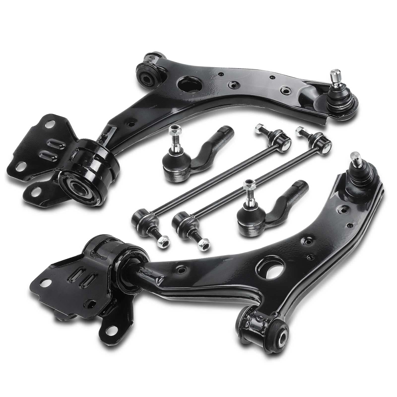 A-premium6Pcs Front Lower Control Arms and Ball Joints Assembly Sway Bar Links Outer Tie Rod Ends Compatible with Mazda 3 Mazdaspeed 07 08 09