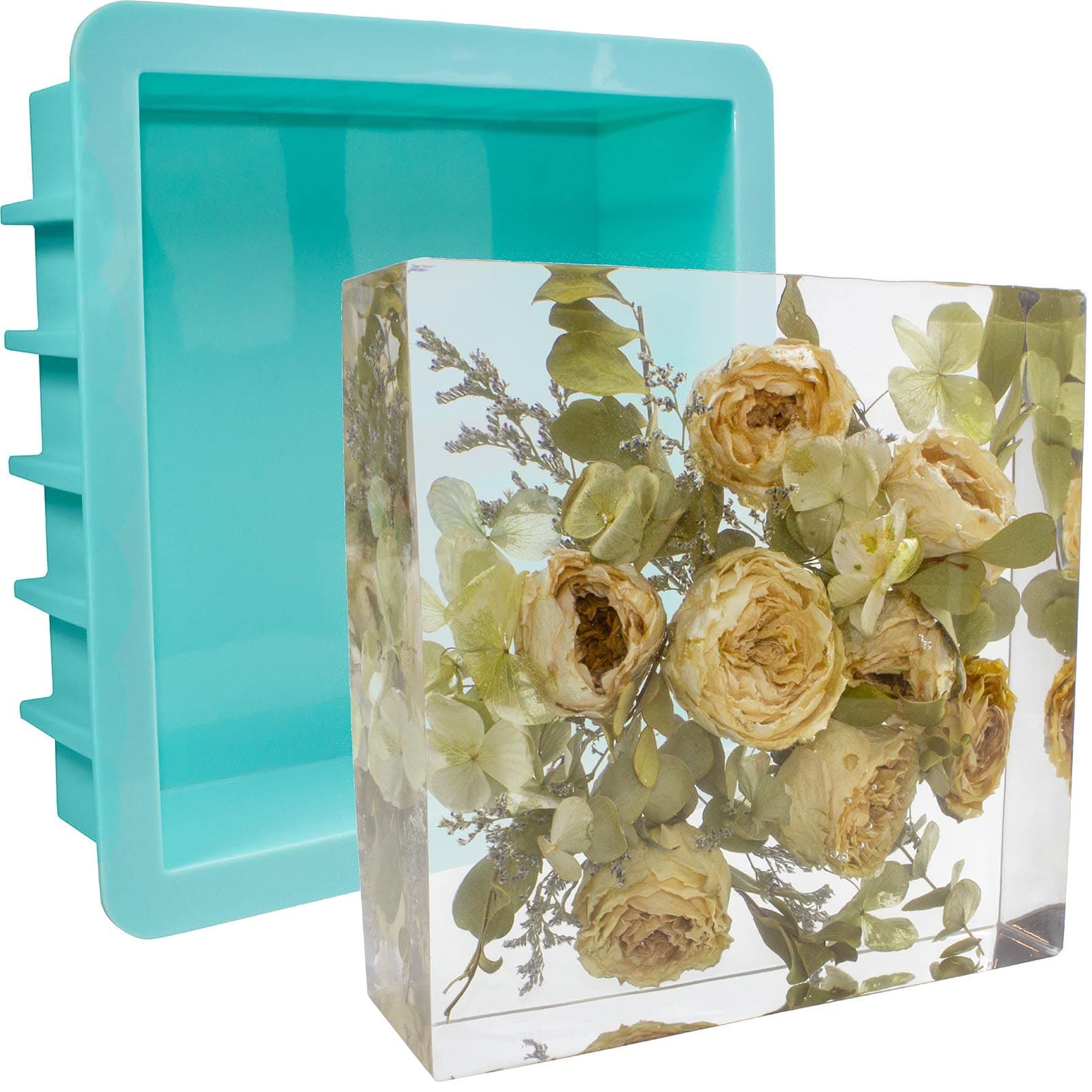 Large Square Silicone Mold 8" for Resin and Soap, Deep Cube Epoxy Resin Molds for Flowers & Bouquet Preservation, Resin Art Casting, Wedding, Valentine, Home Decor (Grossy) 8" x 2.5"