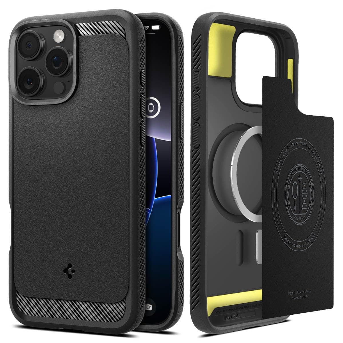 Spigen Rugged Armor MagFit Back Cover Case Compatible with iPhone 16 Pro (TPU | Matte Black)
