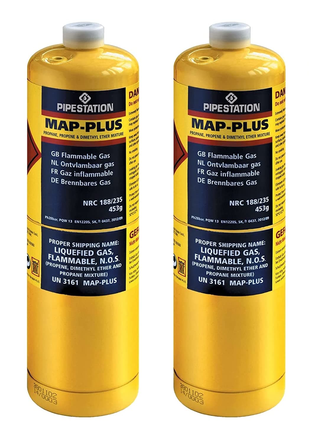 2 x Mapp Gas/Map Gas Pro Plus Gas Torch Canister Cartridge Disposable Cylinder Gas Bottle for Gas Blowtorch Blow Torch with Gas Included for Plumbers Soldering Torch 20% Hotter Than Propane