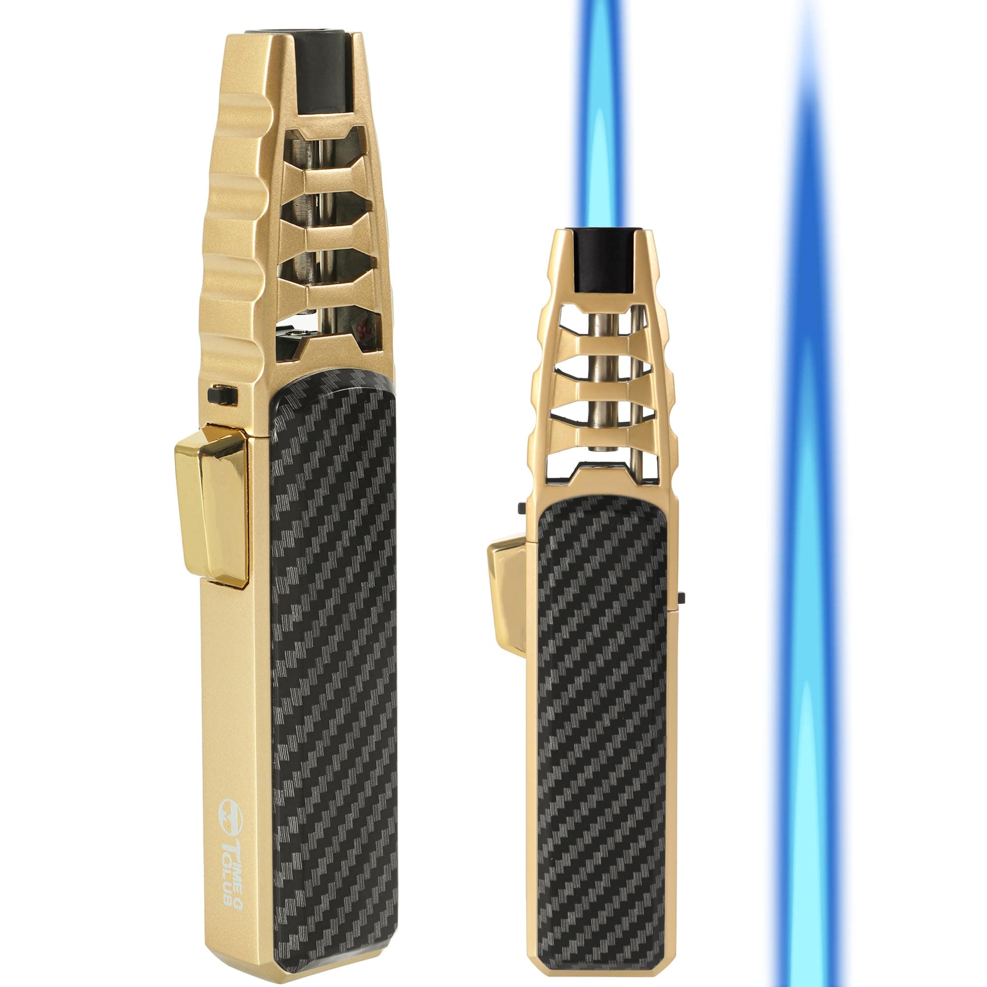 Butane Torch Lighter, Refillable Kitchen Cooking Torch Windproof Adjustable Flame Solar Beam Torch Blow Torch with Safety Lock for Baking Creme Brulee (Butane Gas Not Included)