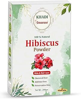 Khadi Omorose Hibiscus Flower Powder | 200 Grams |Fights Dandruff, Adds Shine, Anti-Ageing Benefits, Exfoliates, Hydrates, Moisturizes |100% Natural, Chemical-Free for Hair & Skin Care