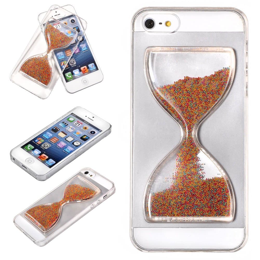 iPhone 5 5s Case-Yerwal Quicksand Sand Clock Hourglass Timer Transparent Hard 3D Liquid Case Cover Shell for iPhone 5 5s(Multi Color)