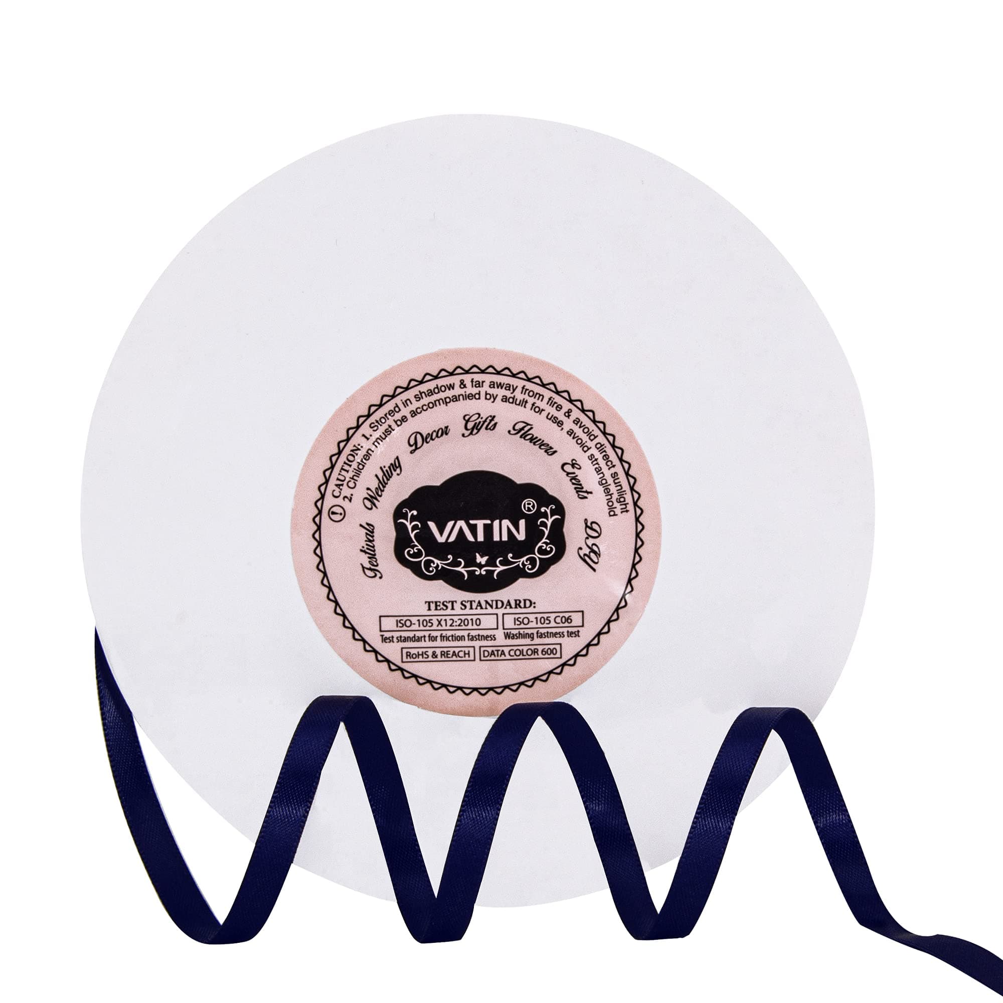 VATIN 1/4 inches Double Faced Deep Navy Polyester Satin Ribbon - 50 Yards for Gift Wrapping Ornaments Party Favor Braids Baby Shower Decoration Floral Arrangement Craft Supplies