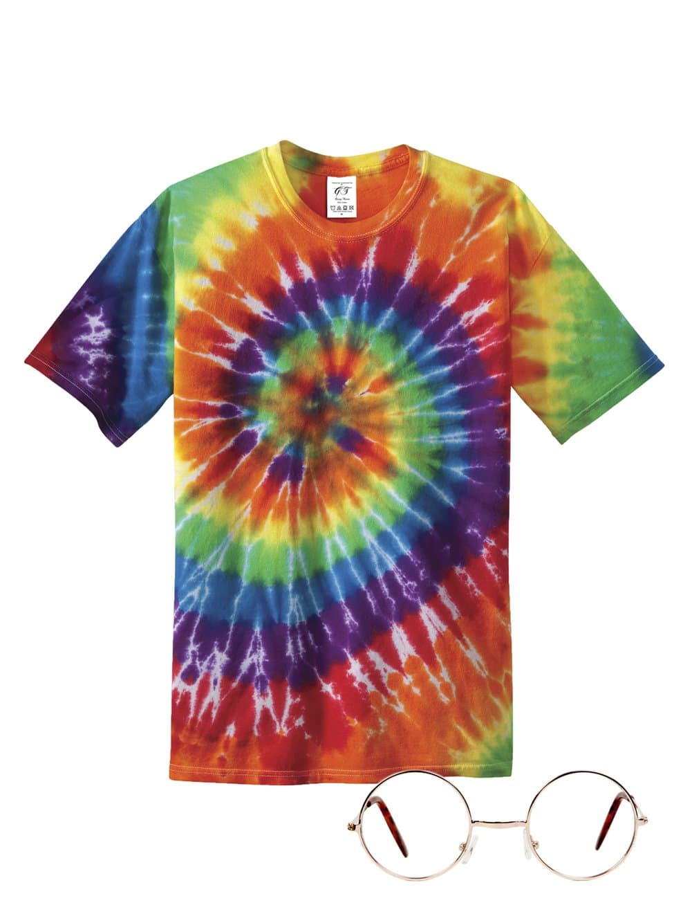 Gravity Threads 70s Hippie Costume Kit (Includes T-shirt and Clear Lens Sunglass)