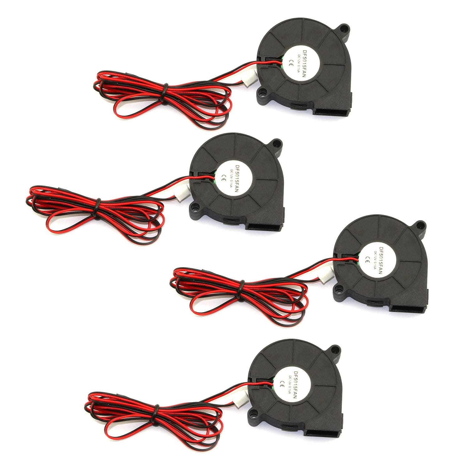 4-Pack 5015 DC 12V 0.18A Cooling Blower Fan 6000Rpm Industrial Cooling Turbo Fan for 3D Printer Accessories,Mini Black Plastic Cooling Fans 50x50x15mm