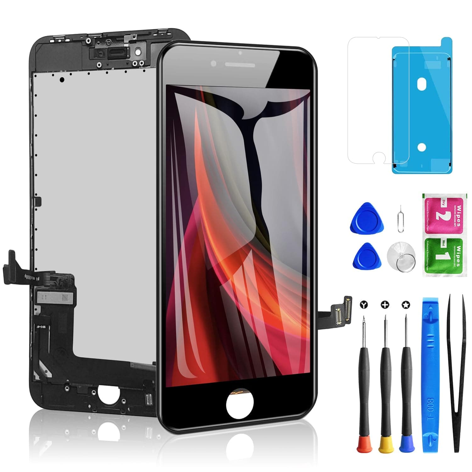 for iPhone 8 Plus Screen Replacement Black 5.5 Inch, Diykitpl 3D Touch LCD Digitizer Display for iPhone 8 Plus, with Repair Tools Kit for A1864,A1897,A1898 Glass Screen