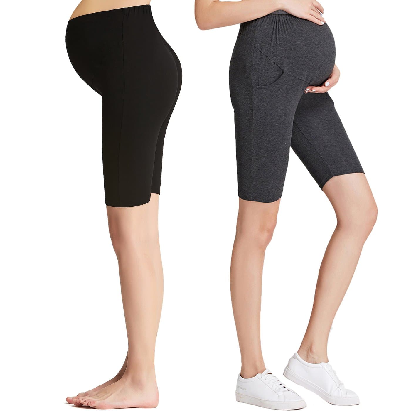 Maternity Belly Support Mini-Ribbed Stretch Short Leggings