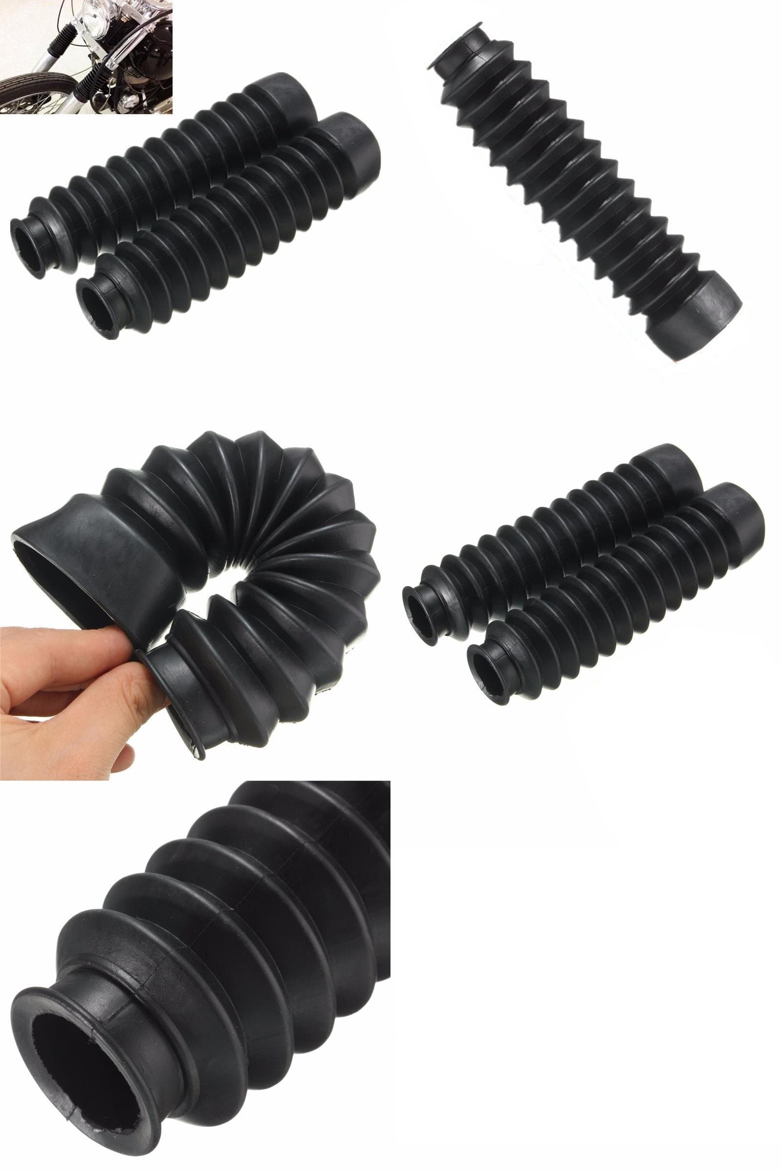 AOW Attractive Offer World 1 Pair 20.5cm Long Front Fork Cover Shock Absorber Dust Rubber Cover (Black)