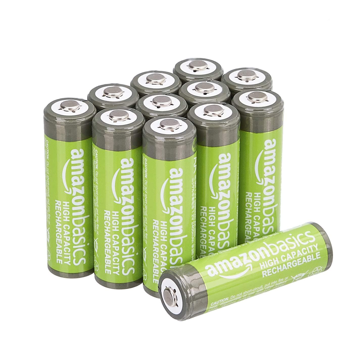 Amazon Basics Rechargeable AA NiMH Batteries, High Capacity, 2,400 mAh, Up to 400 Charges, 12 Pack