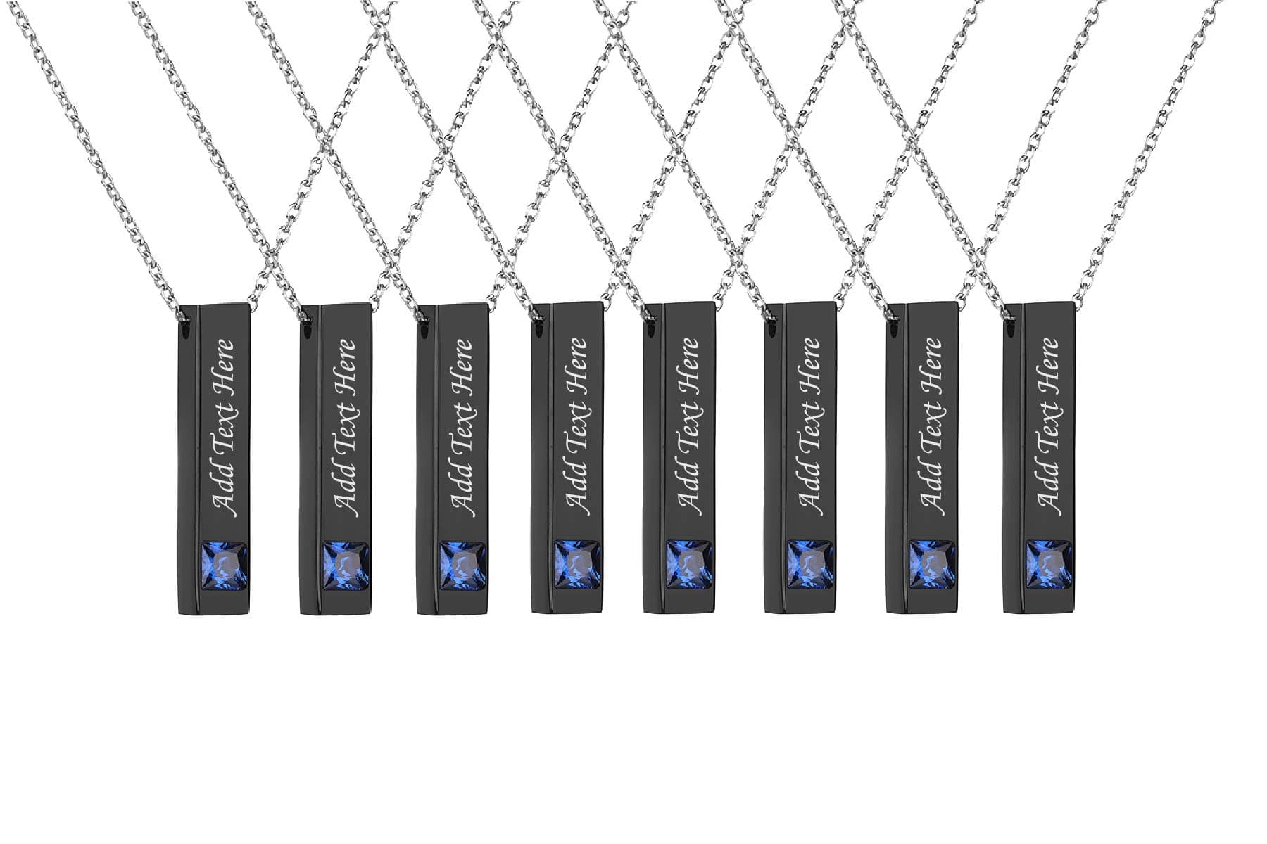 ZDBDH 1 to 10 Pack-Personalized Name Coordinate Date 4 Sided 3D Vertical Bar Necklace/Keychain Set for Best Friend Stainless Steel Pendant Necklace,Graduation Gift Travel Gift,Multi Colors