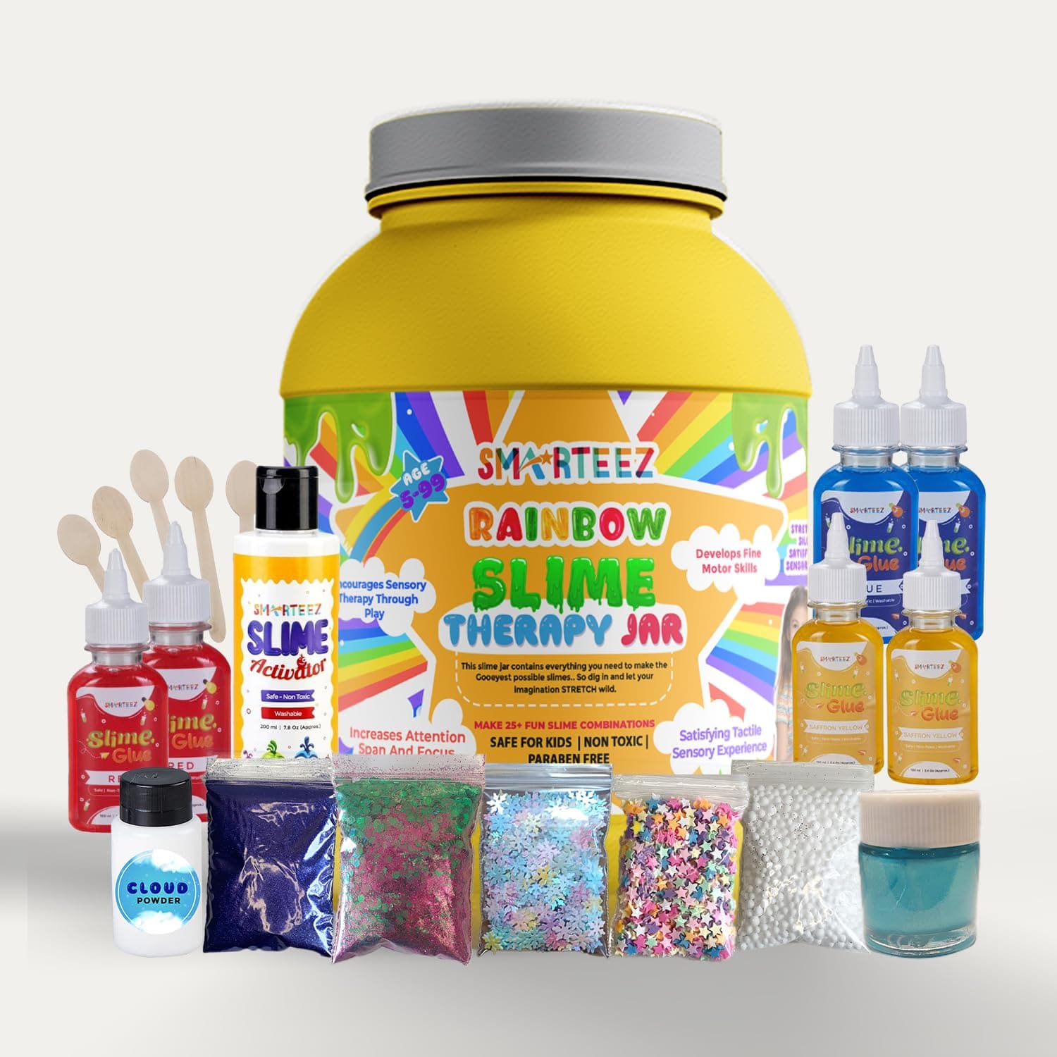 - Rainbow Slime Therapy JAR | Rainbow Slime KIT | Slime Making KIT | 25+ Slime Combinations | Cloud Slime | Metallic Slime | Colorful Slime | Non Toxic | Safe | Kid Friendly | Jelly Putty Toys