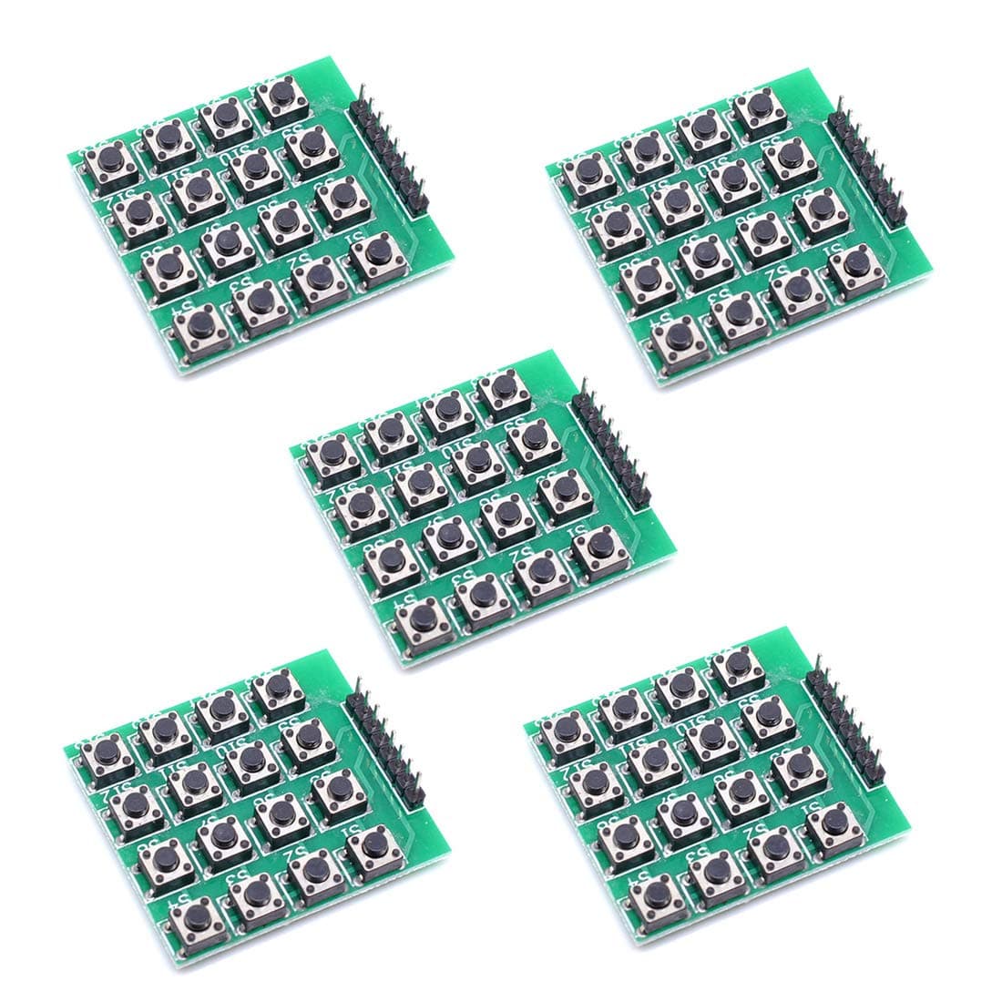 5-Pack 4x4 Matrix Keypad Modules – 16 Button Tactile Keyboard for Arduino, Raspberry Pi, Microcontrollers, DIY Projects