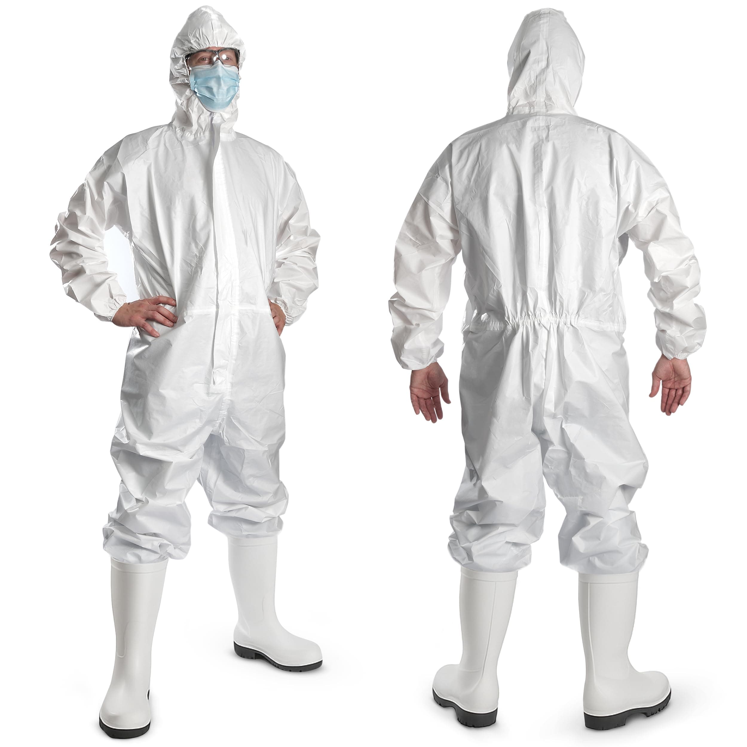 Ever Ready First Aid Disposable Microporous Coated Coverall Suit with Elastic Wrists, Elastic Ankles, Elastic Waist And Hood