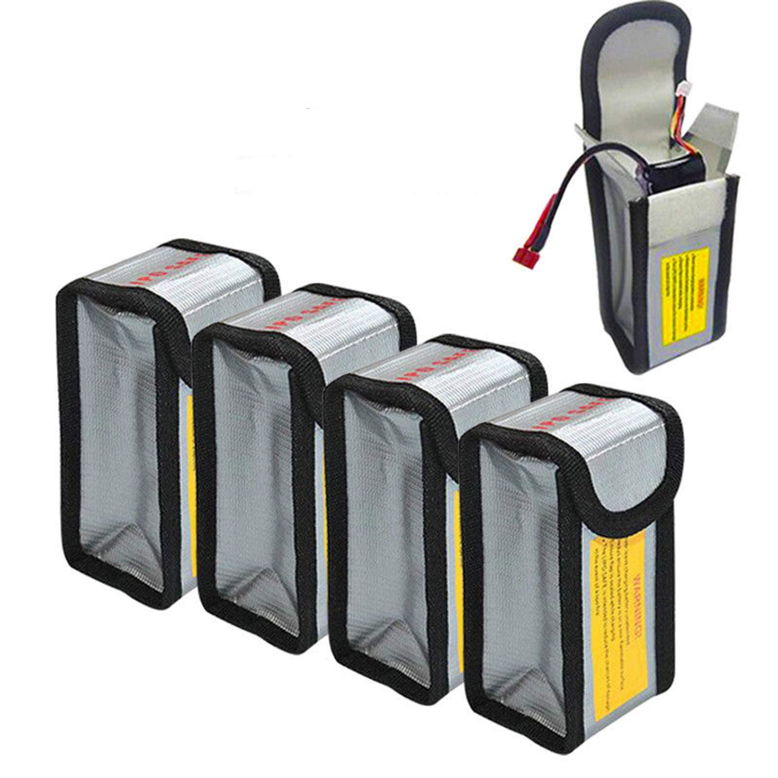 4pcs Lipo Battery Fireproof Explosion-proof Bag Storage Cover Safe Bag 125mm, SILVER, Pouch