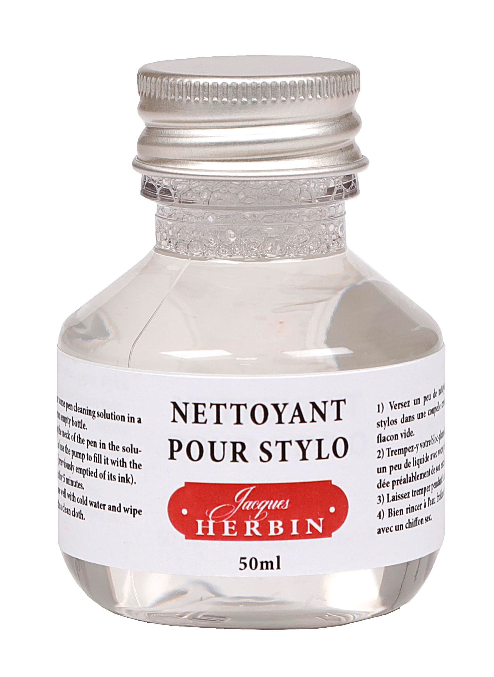 Herbin Jacques Ref 12300T - Pen Cleaner Fluid - Suitable for Cleaning Fountain Pens & Rollerball Pens - For Changing Inks or Revitilising Unused Pens - 50ml Bottle