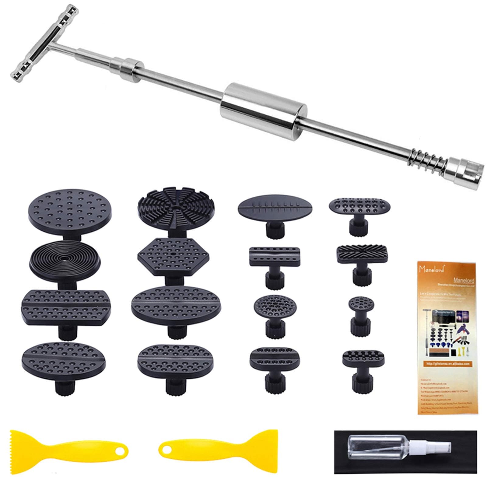 Manelord Auto Body Dent Repair Tool - T bar Dent Puller with Slide Hammer for Car Body Hail Dent Removal Paintless Dent Repair and Automobile Body Dent Removal