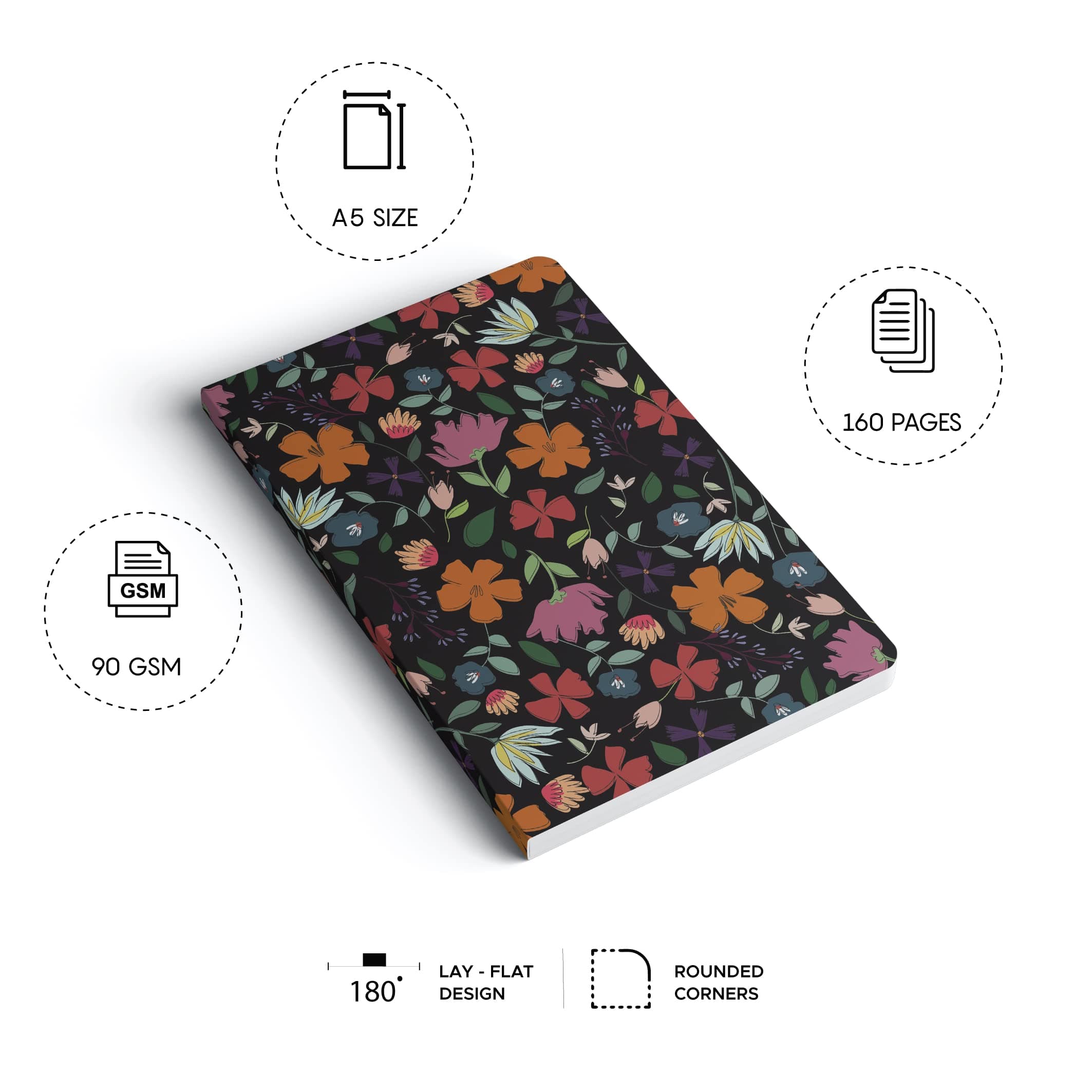 Factor Notes 160-Pages 90 GSM Ruled Notebook, A5 Size, Multicolor