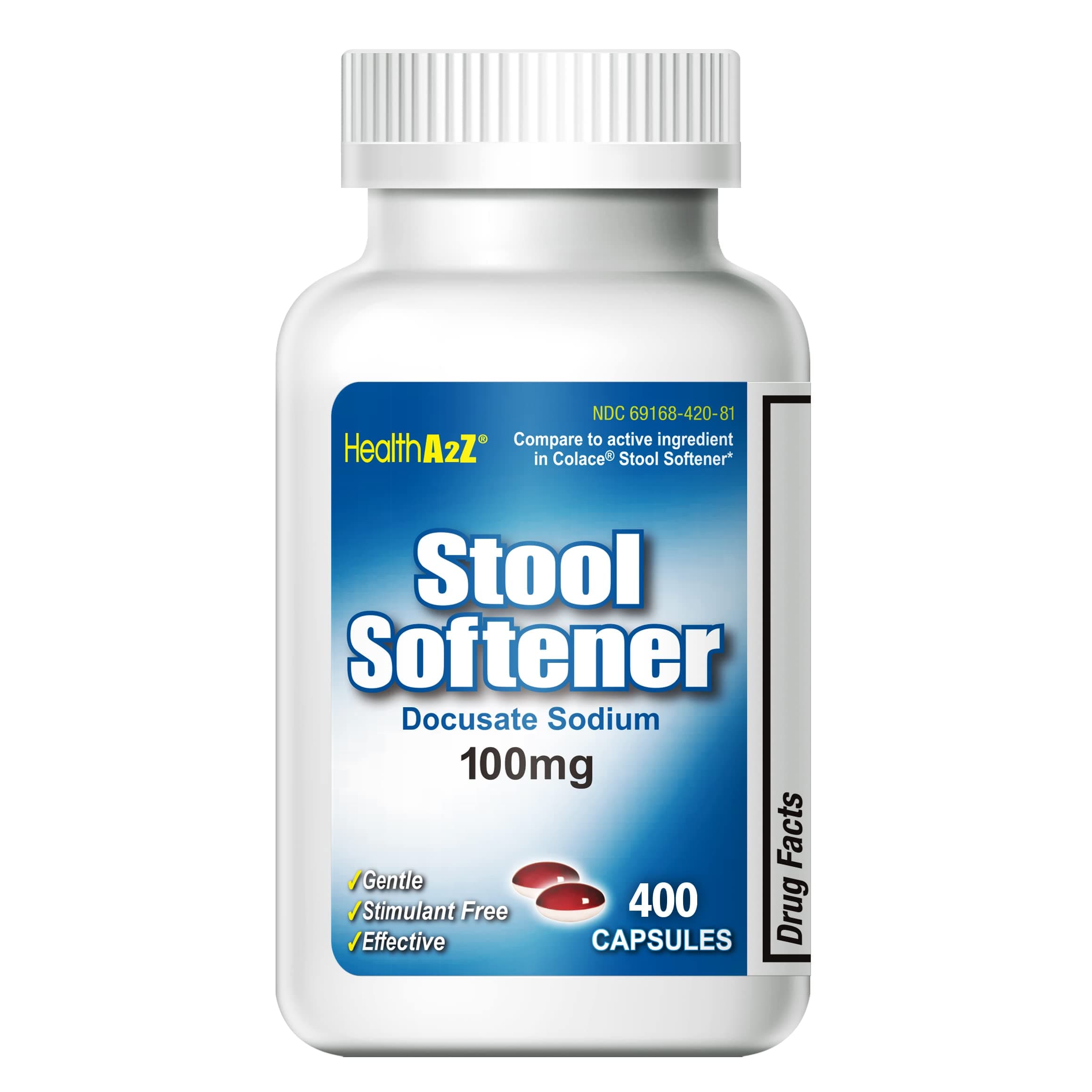 Stool Softener | Red & White Capsules | Docusate Sodium 100mg | Dependable | Gentle Constipation Relief (400 Counts (Pack of 1))