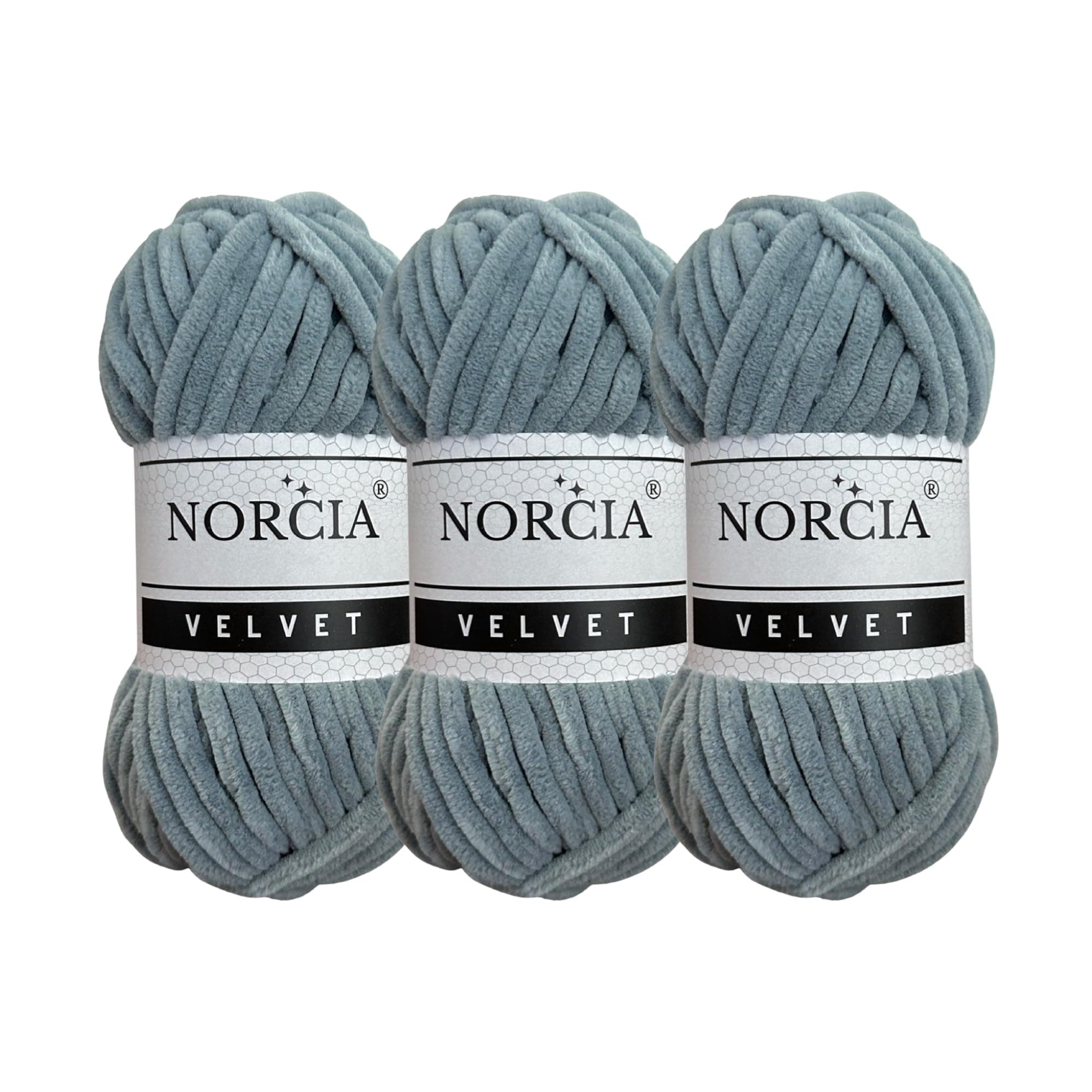 Soft Velvet Yarn Chenille Yarn for Crocheting Super Bulky 3x100g (3x75 yds) Baby Blanket Yarn for Knitting Amigurumi Yarn for Crochet Weaving Craft (Grey, 3 Skeins)